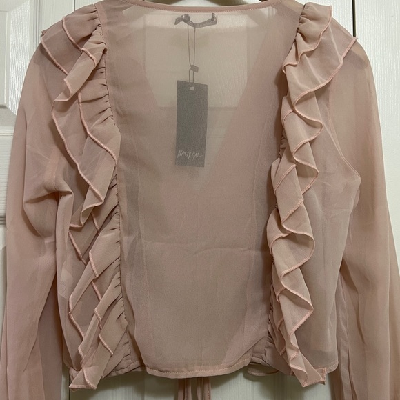 Nasty Gal Ruffle Chiffon Tie Front Blouse - Picture 12 of 15